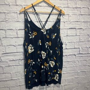 Maurices 3x Dark Blue Floral Tank Top